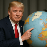 Trump devant le globe pointant le Groenland